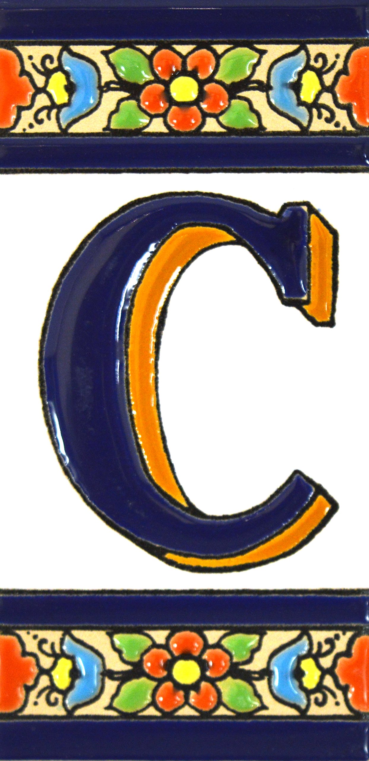 FLORES MEDIANO Handpainted House Letters & Numbers - 4.29" x 2.13" (Letter C) for Signs, Addresses & Names