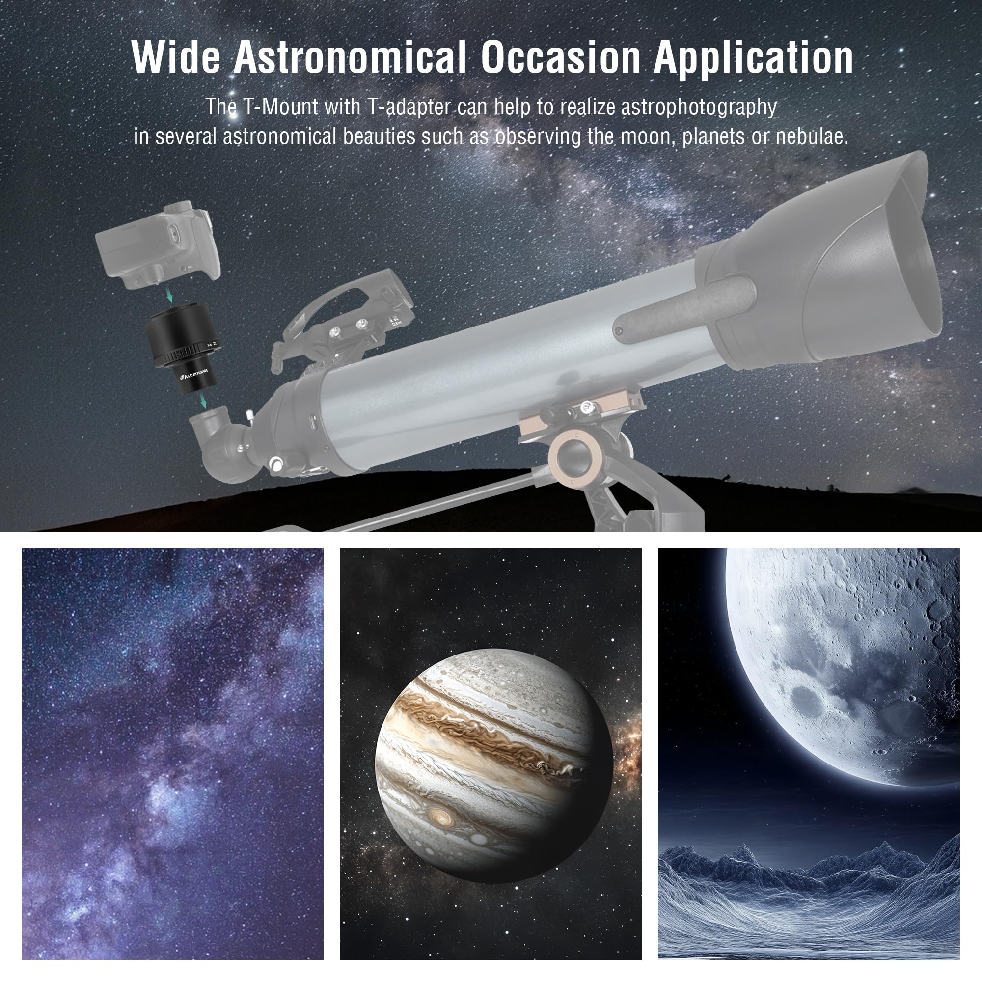 Astromania Adattatore da obiettivo T T2 a Fuji FX e adattatore telescopio da M42 a 1,25" (attacco a T) – vite universale per X-T1 X-A1 X-E2 X-M1 X-E1 X-PRO1