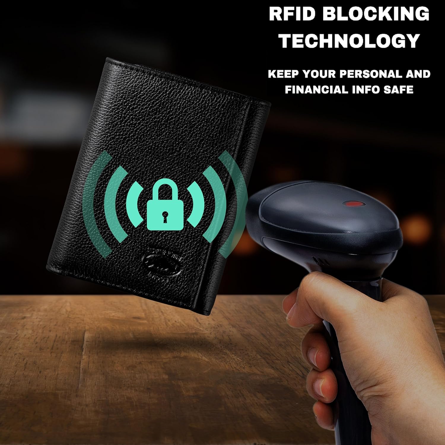 Stealth Mode Trifold Wallet - RFID Blocking Wallet with Flip ID Holder - Leather Case for Money, Credit Cards - Mens Organizer, Divided Billfold, Identity Protection - Men's Gifts (Black Pebble)
