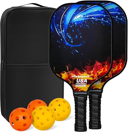 Juego de 2 palas de pickleball de superficie de fibra de carbono, aprobadas por USAPA, núcleo de panal de polipropileno, agarre antideslizante que