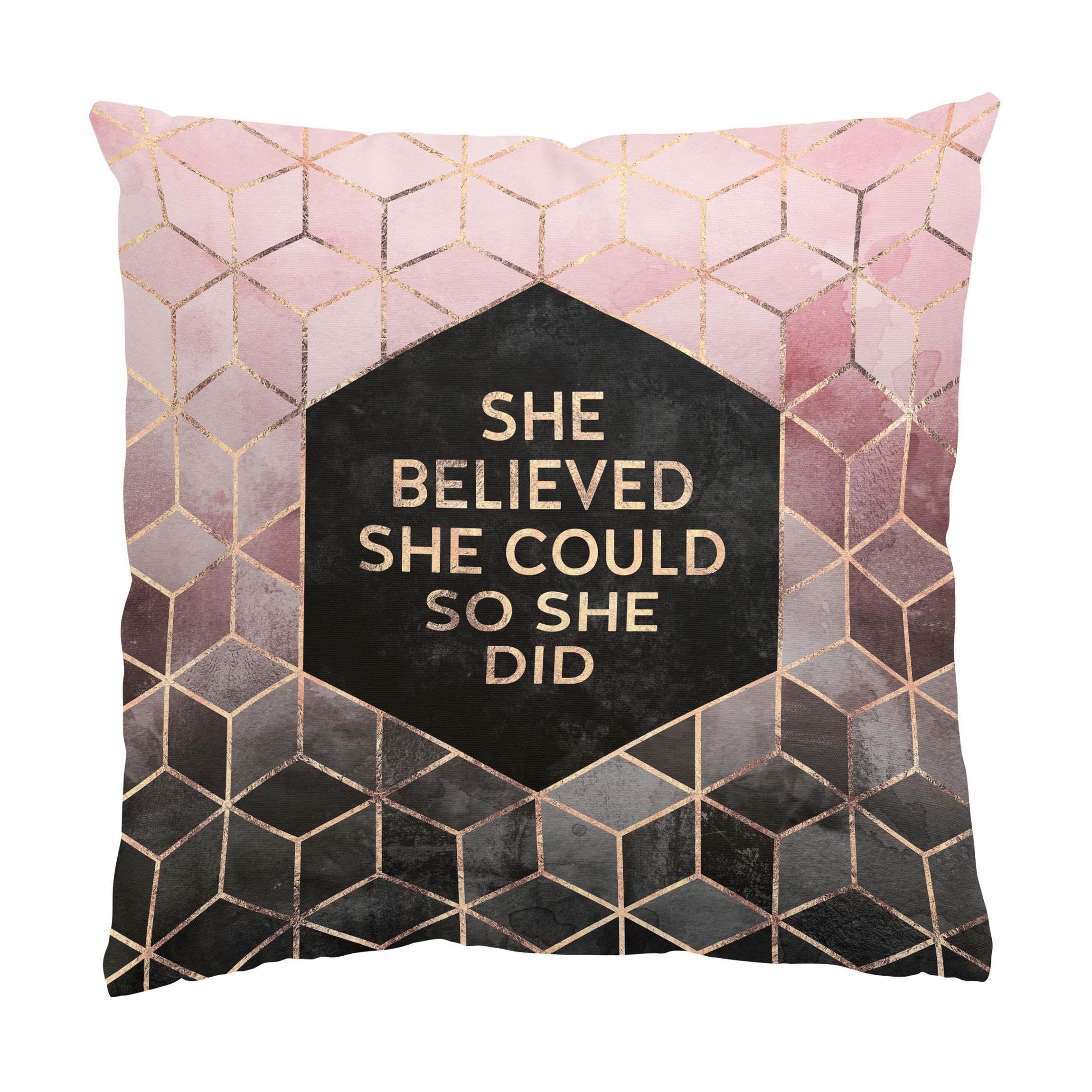 Dekokissen drinnen/Indoor waschbar Sprüche mit Füllung Zierkissen - Made in Germany - Geometrisch Bezug Gold Sofakissen Aquarell Abstrakt Indoor Sofa Bett 2057