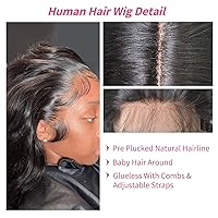 Vista 3 de soHygge Pelucas de cabello humano con encaje frontal de 13 x 4 pulgadas, pelucas de encaje frontal de 24 pulgadas, prearrancadas con abuelitos