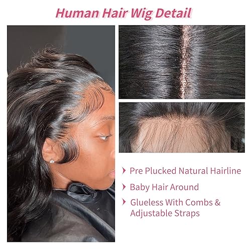 Miniatura 3 de soHygge Pelucas de cabello humano con encaje frontal de 13 x 4 pulgadas, pelucas de encaje frontal de 24 pulgadas, prearrancadas con abuelitos,