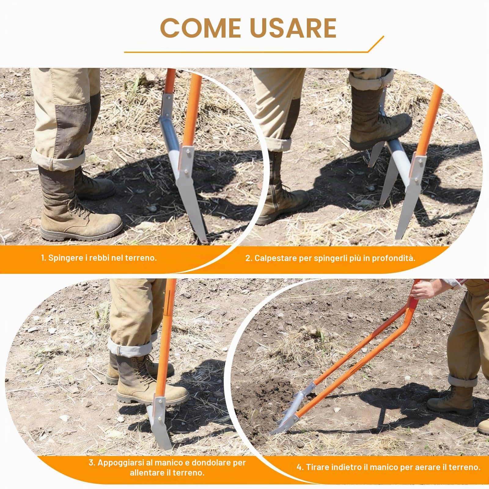 EFUTURETIME Forca Vanga con 5 Denti Doubleshaft 135cm | 50cm Larghezza di Lavoro | Lunghezza Dei Denti 25cm | Allentamento Ottimale e Ventilazione Delle Aiuole