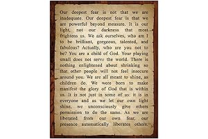 Our Deepest Fear Quote - Christian Wall Decor, Rustic Religious Motivational Wall Art