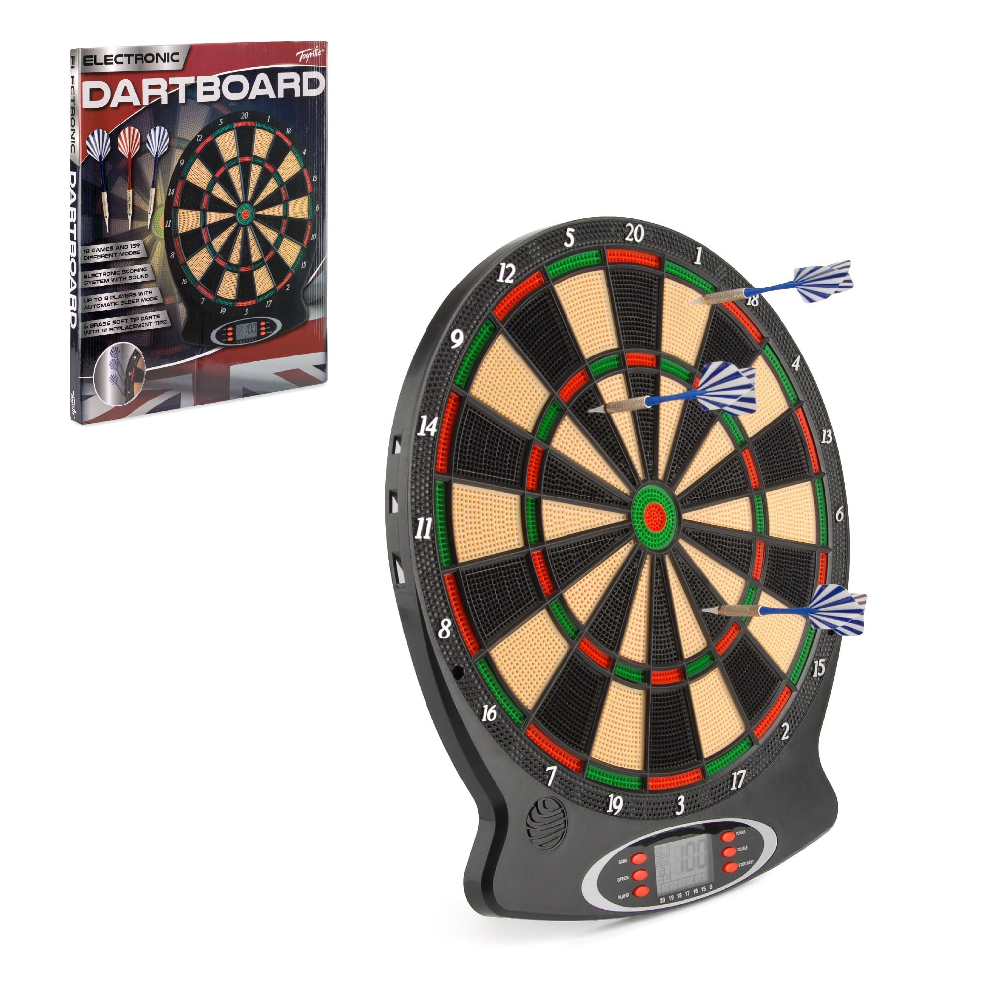 Toyrific Children's Electronic Dartboard with LED Digital Score Display and Plastic Tip Darts