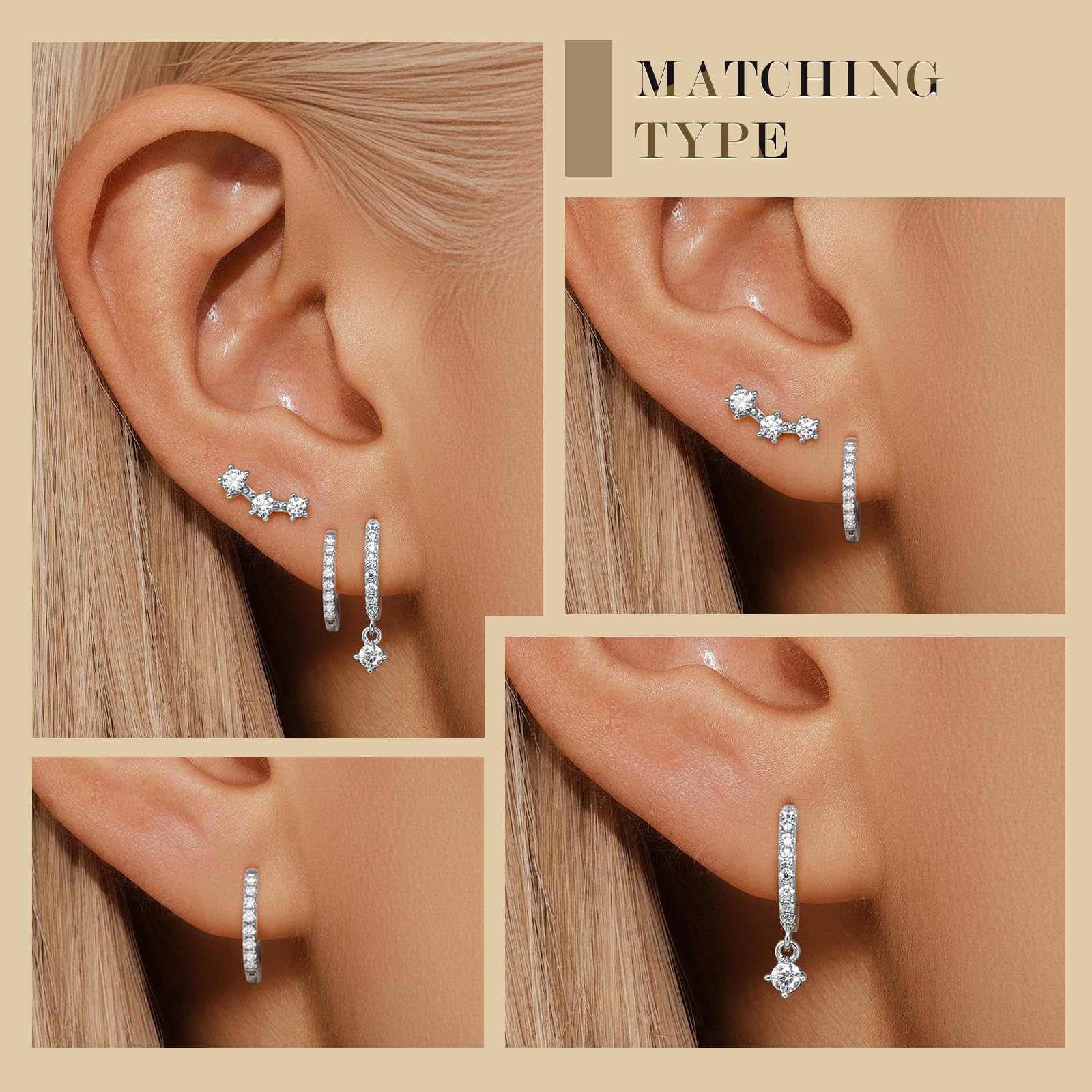 Angelady Gold Hoop Earrings Set for Women, Dainty 14K Gold Plated Huggies Earring, Sterling Silver Hypoallergenic Cartilage Earrings, Trendy Earring Stacks for Multiple Piercing Jewelry Gift(3 Pairs)