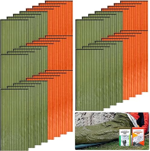 Compact Lightweight Survival Gear Preboun 10-Pack Emergency Sleeping Bags – Waterproof Thermal Bivy Sack For Survival, Camping, Hiking (Camouflage) PE Material Heat Reflective Sleeping Bag