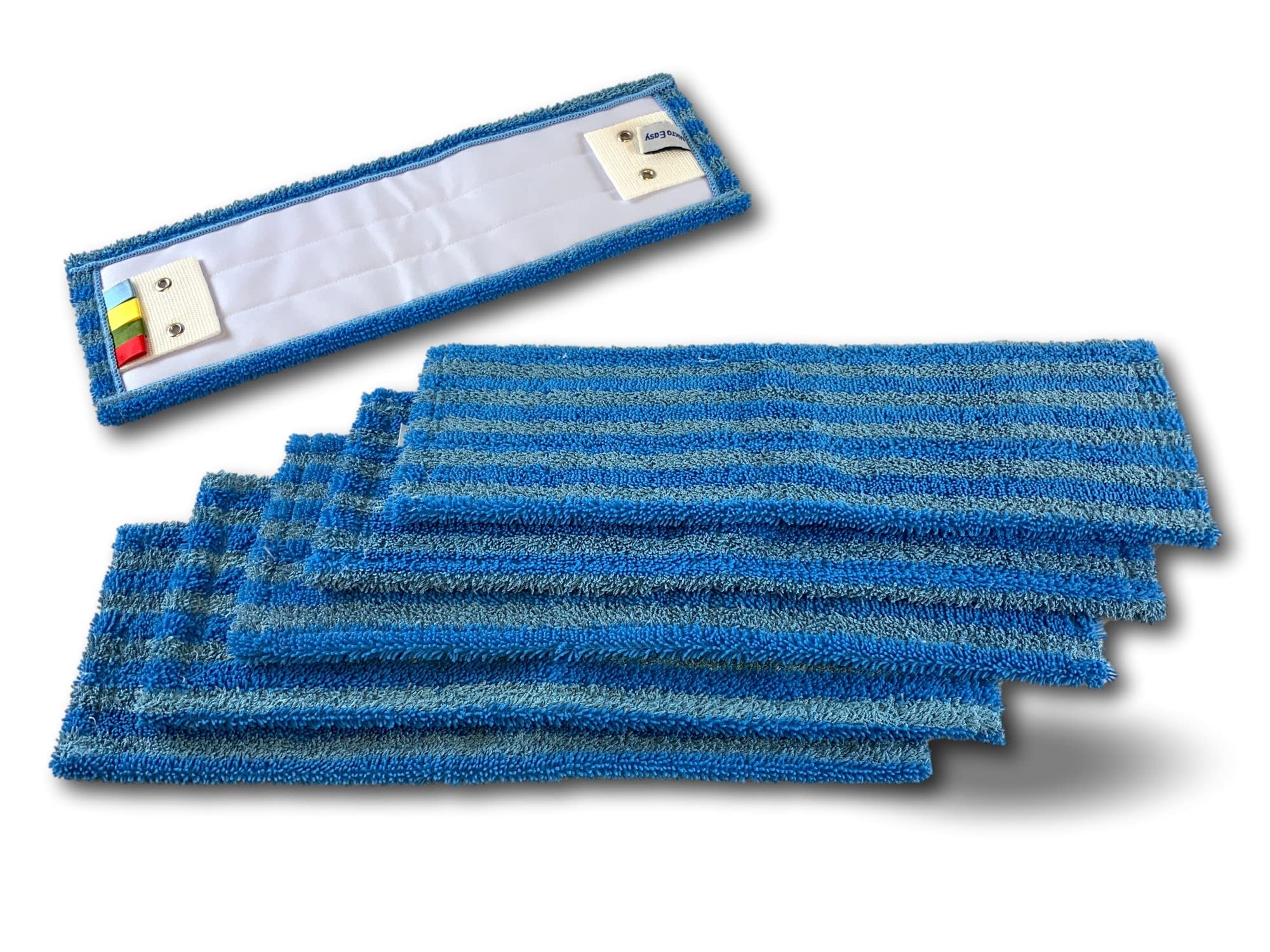 Kibros Easy Press - Juego de 6 fregonas (microfibra, 40 cm) | Microfibra de lengüeta con ojales, 46 x 15 cm, lavado desengrasante, compatible con escoba Easy Press Kibros.