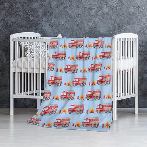 Miniatura 103 de Manta de bebé de bomberos con camión de bomberos, súper suave, manta acogedora para recién nacido, manta de recepción para bebé, manta para cuna, 40