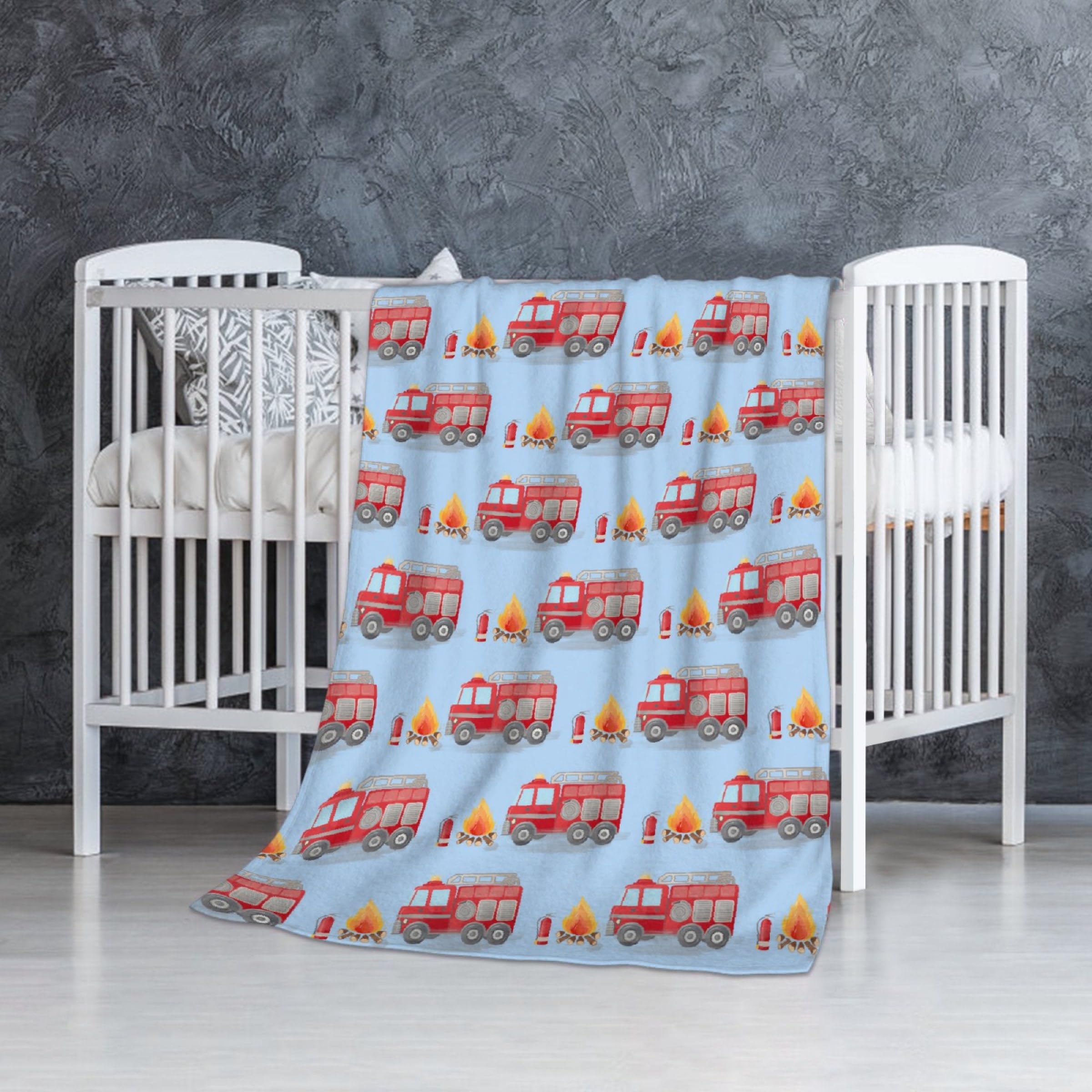 Fire Truck Fireman Baby Blanket Gifts Super Soft Swaddle Newborn Cozy Baby Receiving Blanket Stroller Throw Blanket for Crib 40x30 in forBaby/Puppy