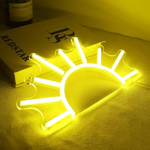 Miniatura 4 de Attivolife Letrero de neón para decoración de pared, luz de neón de puesta de sol amarilla dorada con alimentación USB regulable, luz LED para