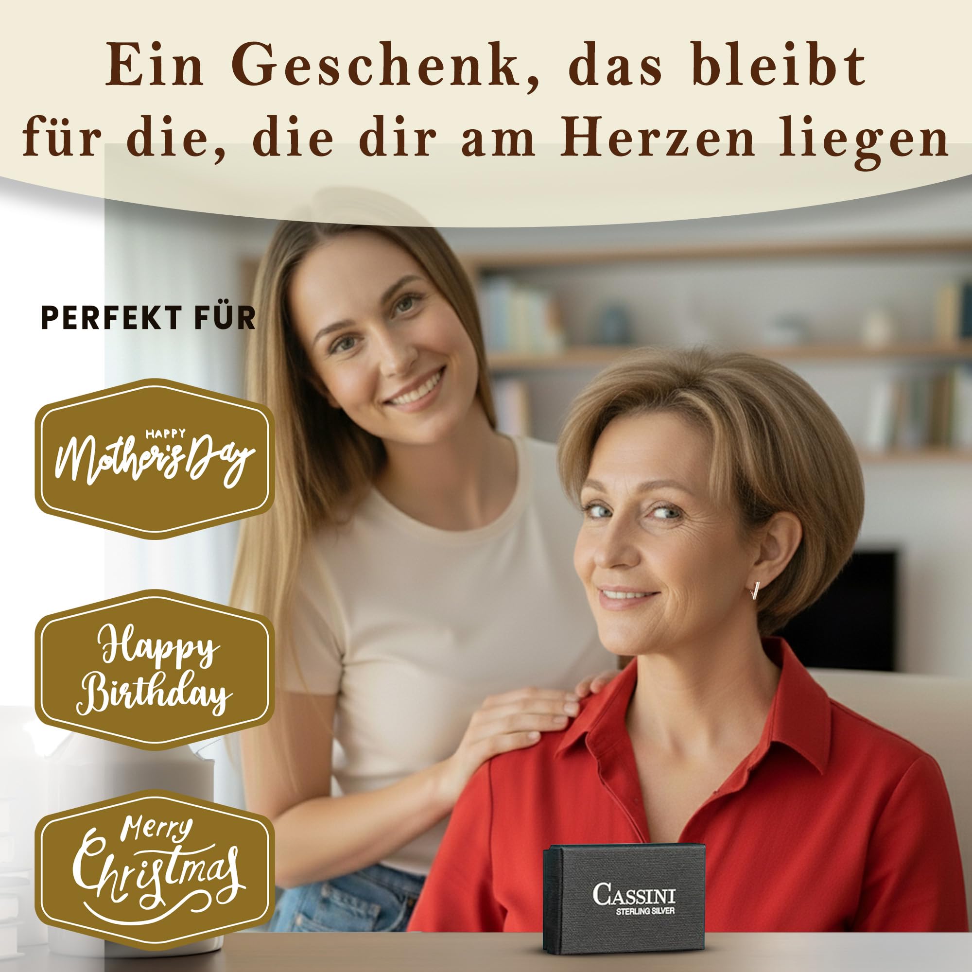 Cassini Creolen für Damen aus 925 Sterling Silber - Dreicke Creolen mit Klappverschluss, Mattiert oder Poliert, nickelfrei & antiallergisc, handgefertigt 3CZS