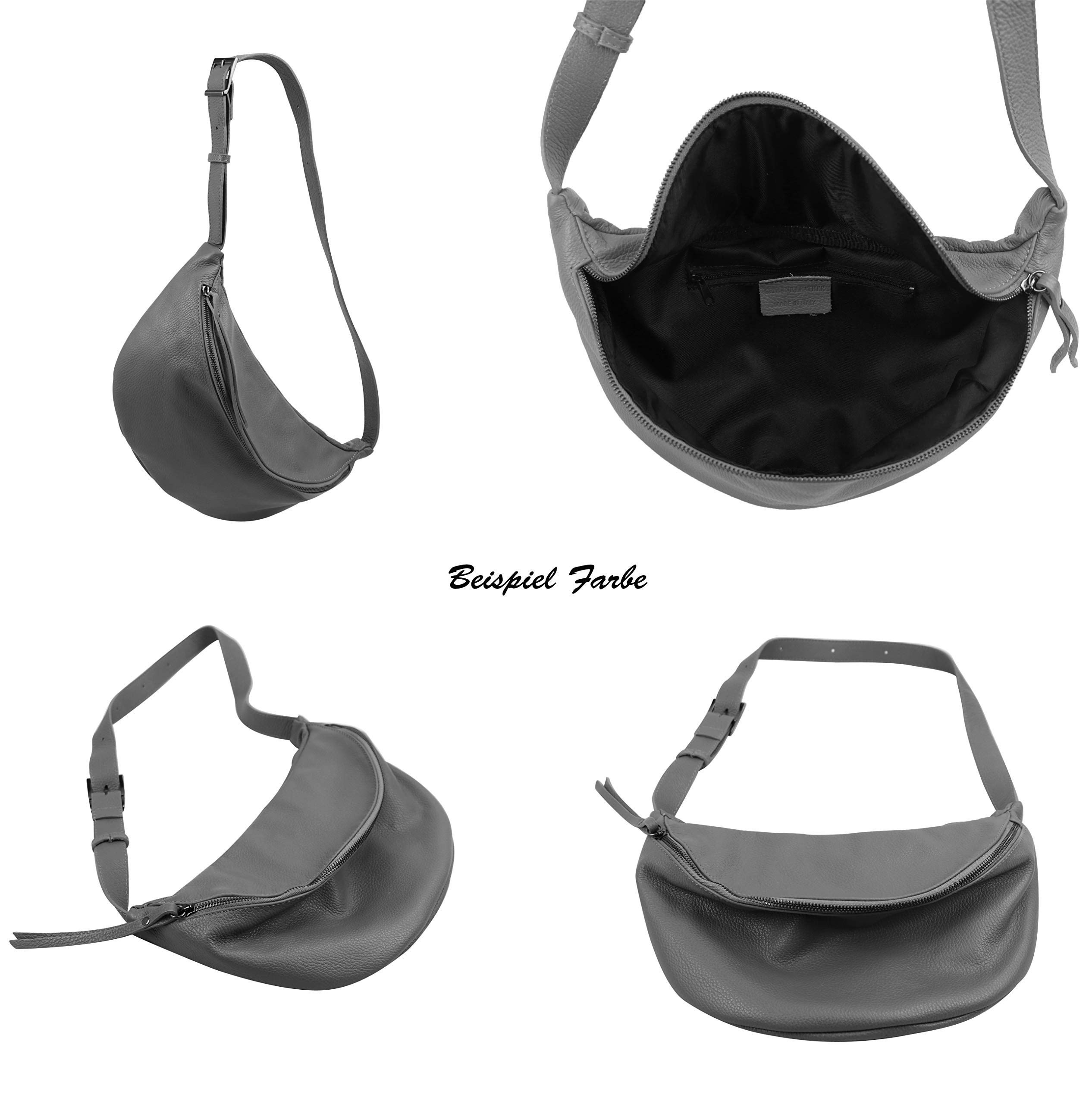 SH Leder echt Leder Damen Unisex Brusttasche für Festival Reise mittelgross Hüfttasche Crossbody Bag Frauen Ledertasche 37x21cm Fania G697