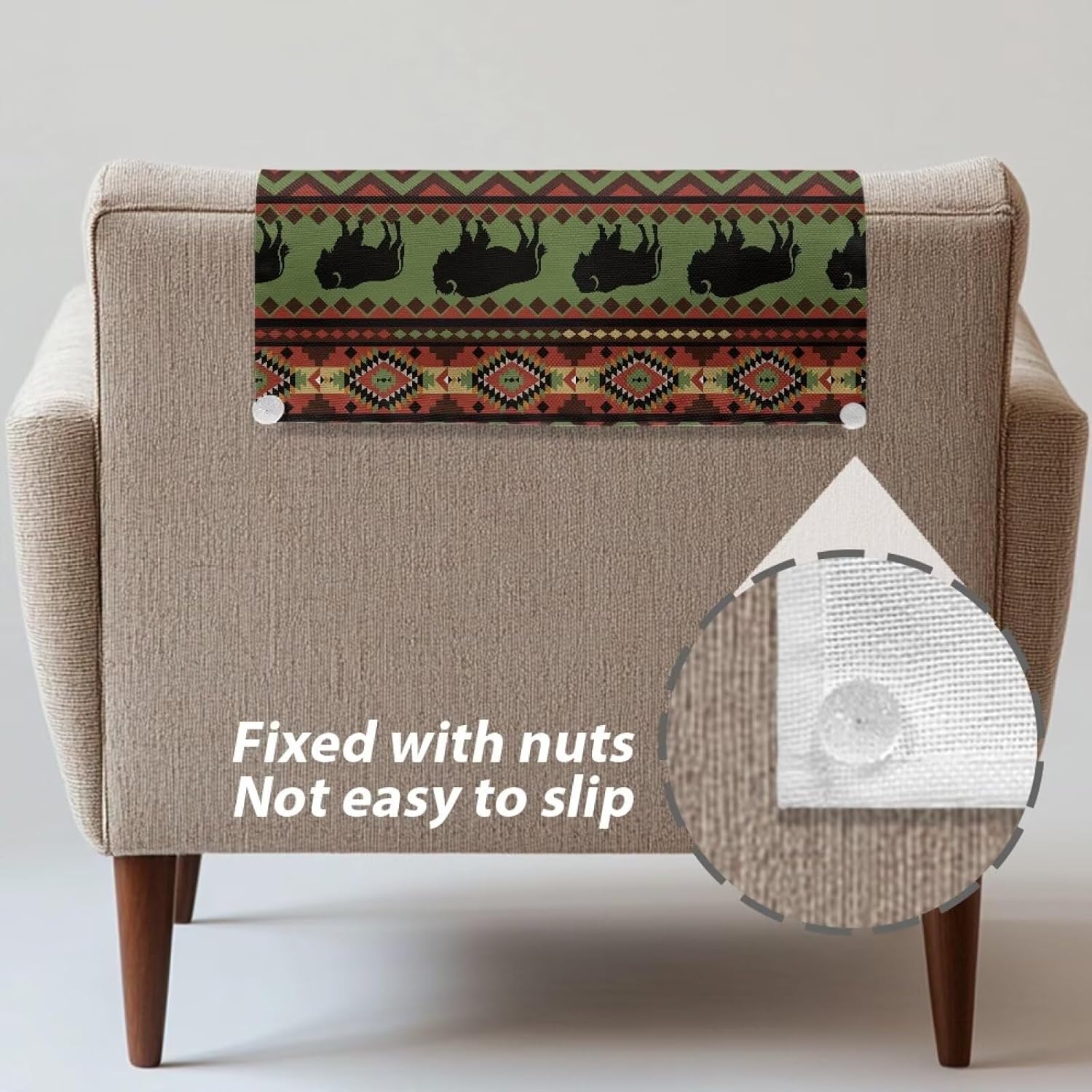 Headrest Cover for Recliner Chairs Aztec Bison Couch Headrest Protector Slipcovers Covers Pet Scratch Resistant Couch Headrest Covers for Sofa Set of 3