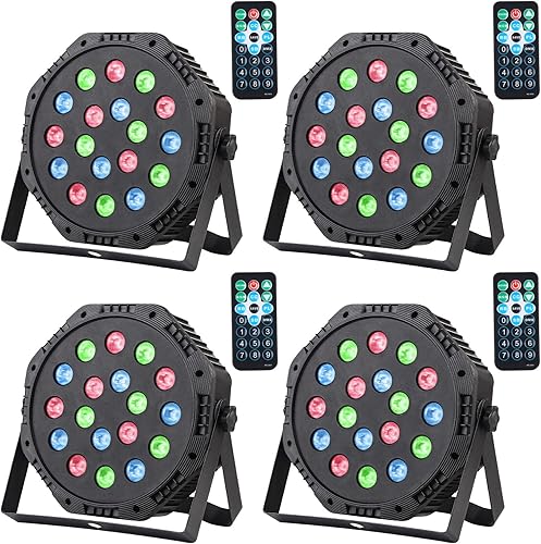 Iluminación LED Par 18 x 1 W LED RGB DMX Control Luces activadas por sonido con control remoto para luces de fiesta DJ Disco Luces