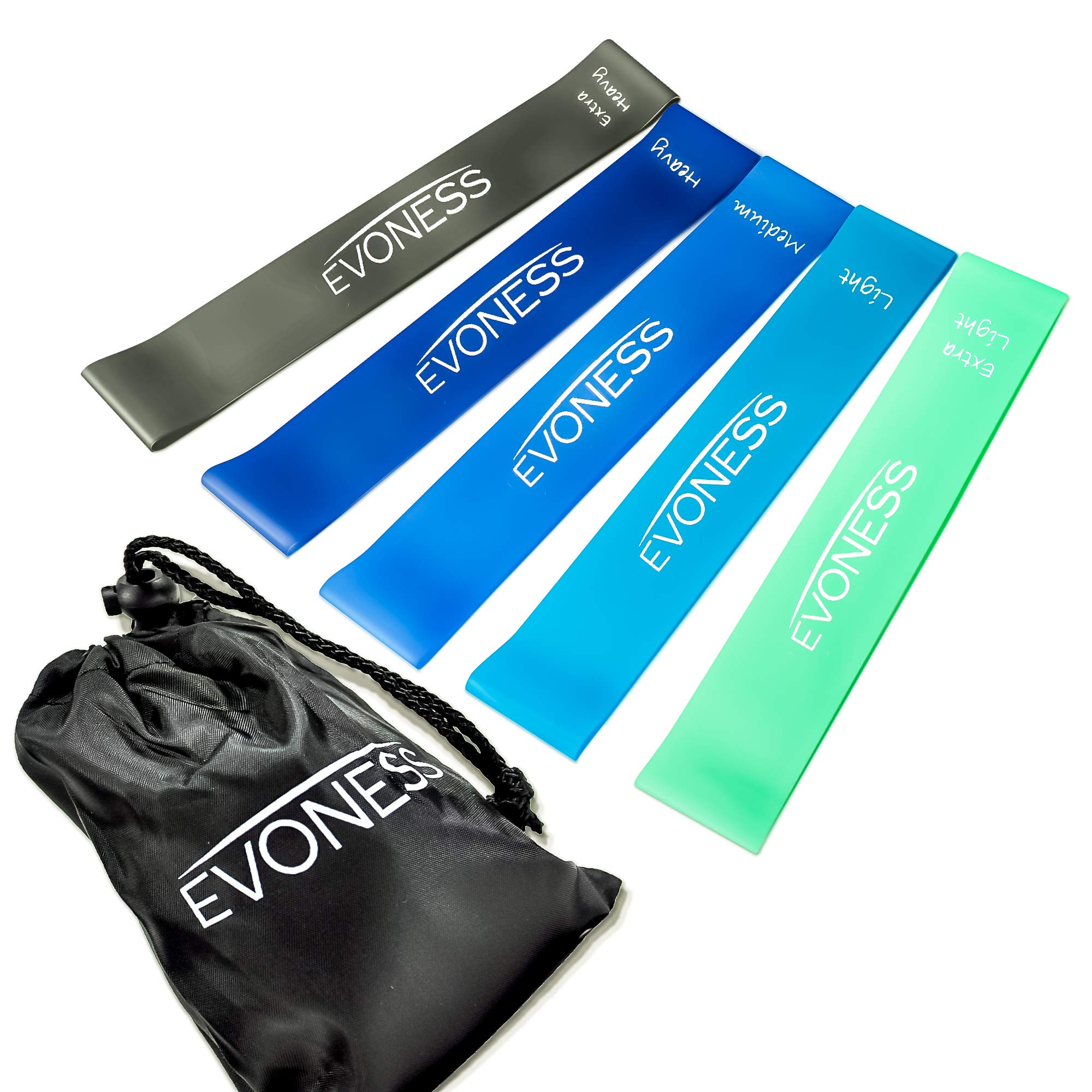 EVONESS - Resistance Exercise Loop Bands for Legs Butt Booty Home Fitness Set of 5