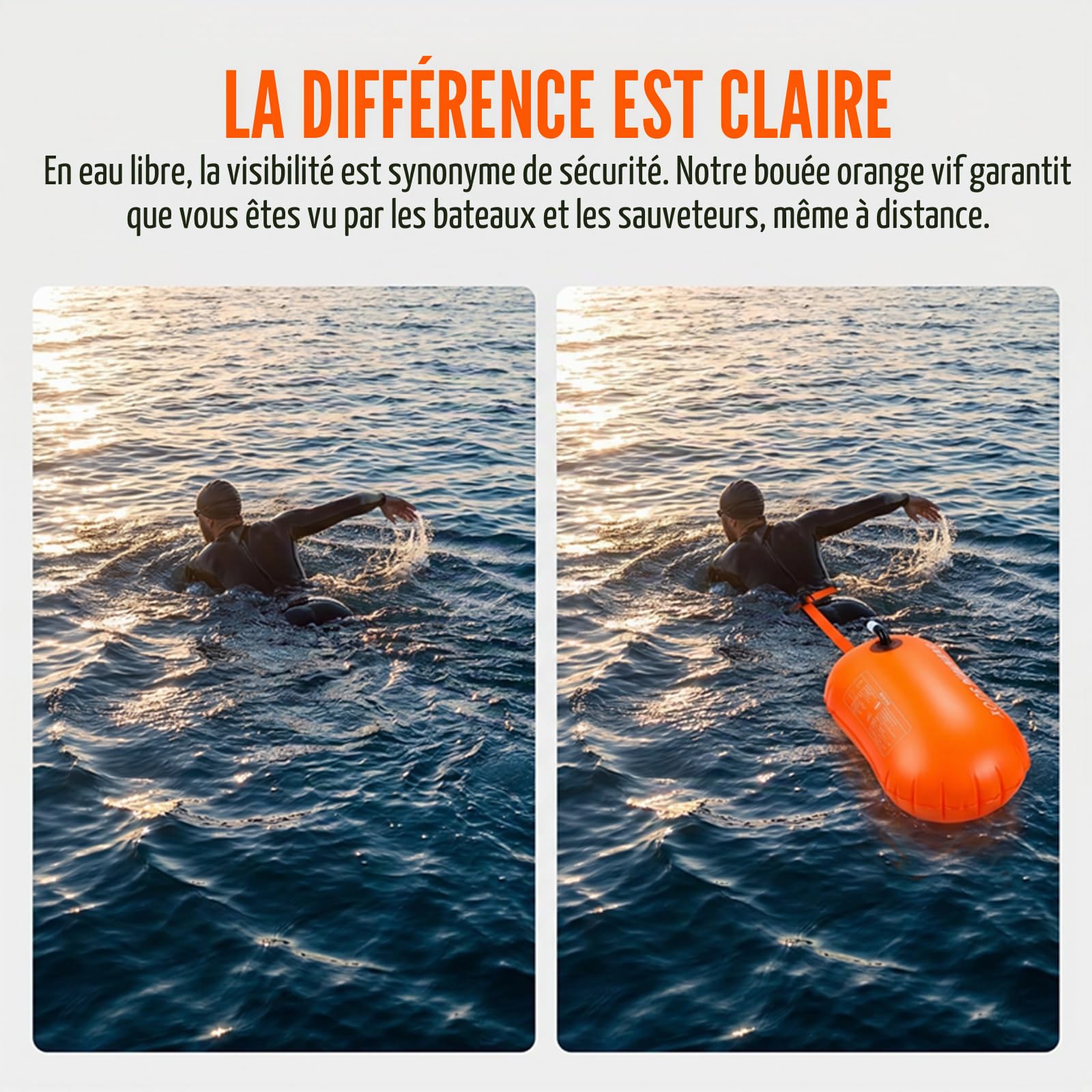 CNMTCCO Bouée de Natation pour Adultes | Qualité Supérieure, Structure d'avertissement plus claire et visible, Sécurité Maximale Lac et Mer, PVC Robuste