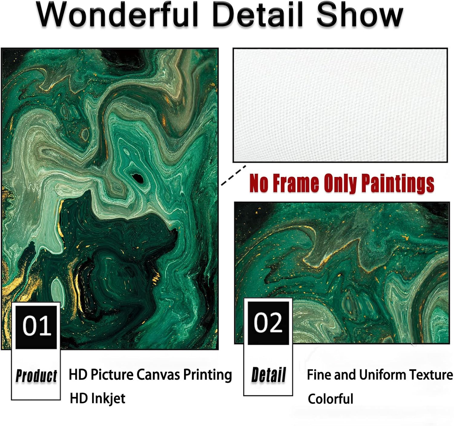 Golden Emerald Green Marble Flow Poster Canvas Wall Art Green Marble Wall Art Canvas Modern Abstract Dark Green Gold Marble Wall Art Green Marble Abstract Wall Art for Living Room Decor Unframed Golden,Green 16x24inx3 Unframed