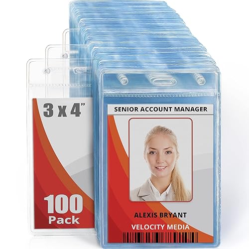 Mifflin-USA Plastic Vertical Card Holder (3x4 Inch, Clear, Bulk 100