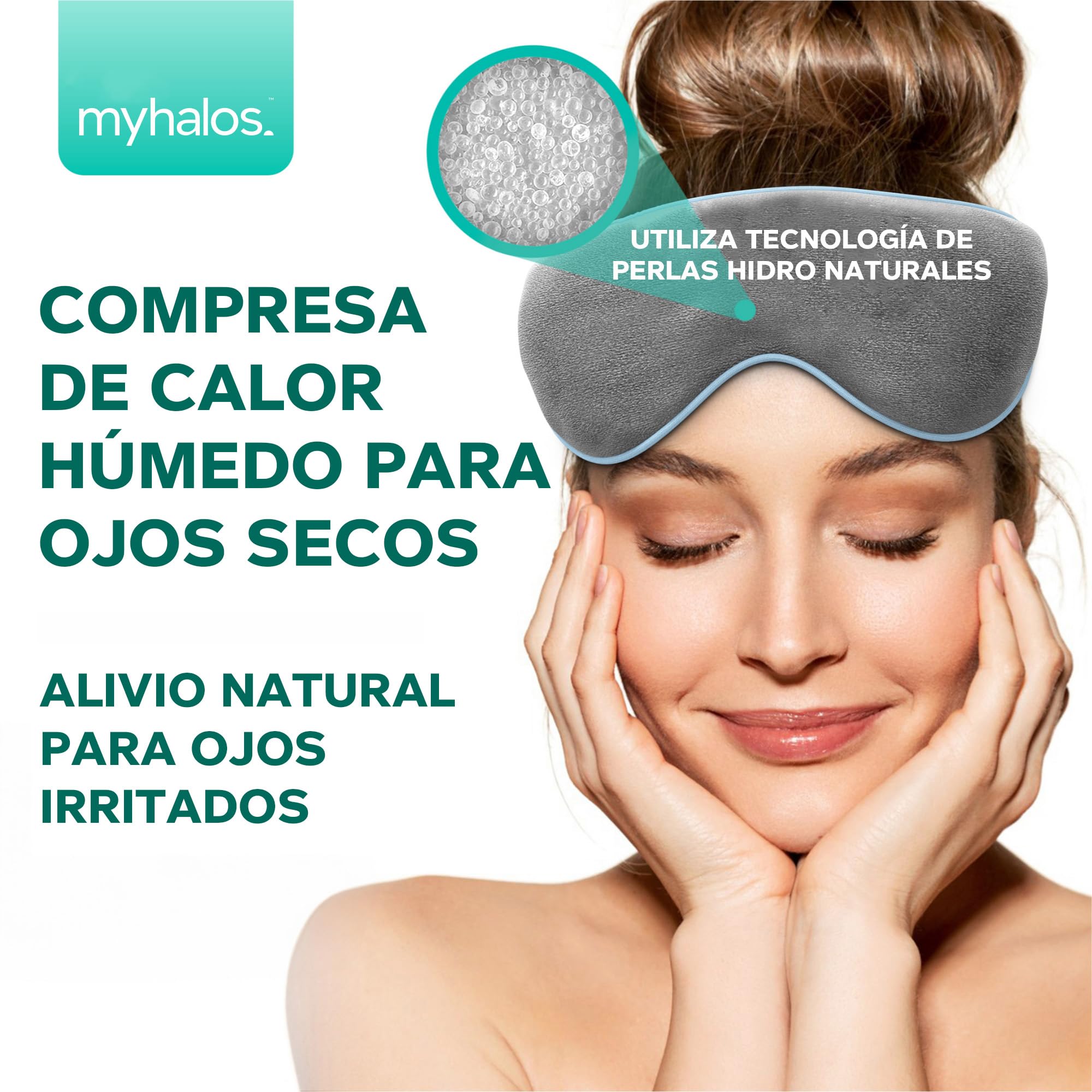 MyHalos® Antifaz Ojos Secos – Compresa Cálida para Ojos para Microondas – Antifaz Blefaritis y Orzuelos – Antifaz Calor Ojos Incluye Correa Ajustable y Funda — view 2