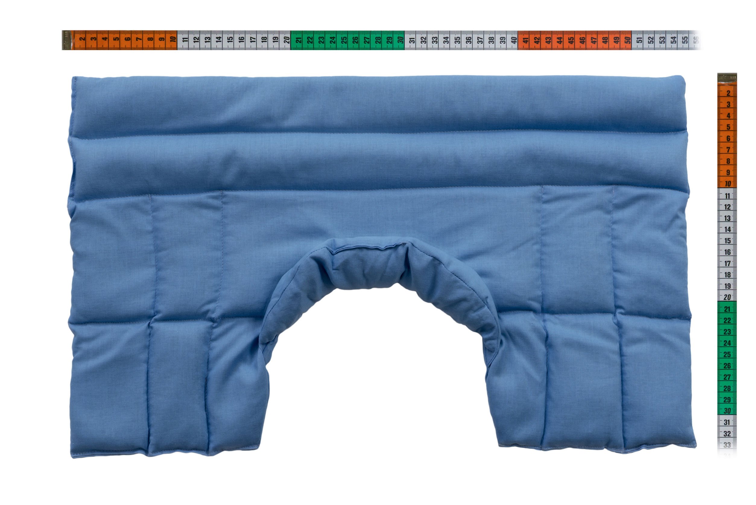 Cuscino termico cervicale XL con farro bio, per collo, spalle e schiena. (blu chiaro, Farro bio) Cuscino termico utilizabile caldo e freddo, riscaldabile nel mircoonde e forno