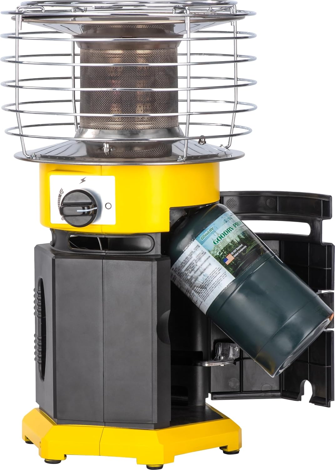 10,000 BTU Portable Propane Heater, 360° Heat, Emergency Indoor/Outdoor, 2 Heat Settings, Piezo Ignition, ODS Safety System, Low Setting - 3 Hr Runtime on 1 lb Tank, Heats Up To 250 Sq Ft