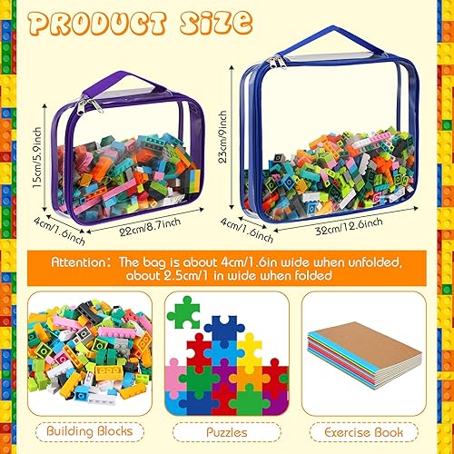 Miniatura 2 de Sanwuta Paquete de 6 bolsas de almacenamiento de juguetes, bolsas organizadoras de PVC con cremallera, bolsas de juguetes impermeables para juegos