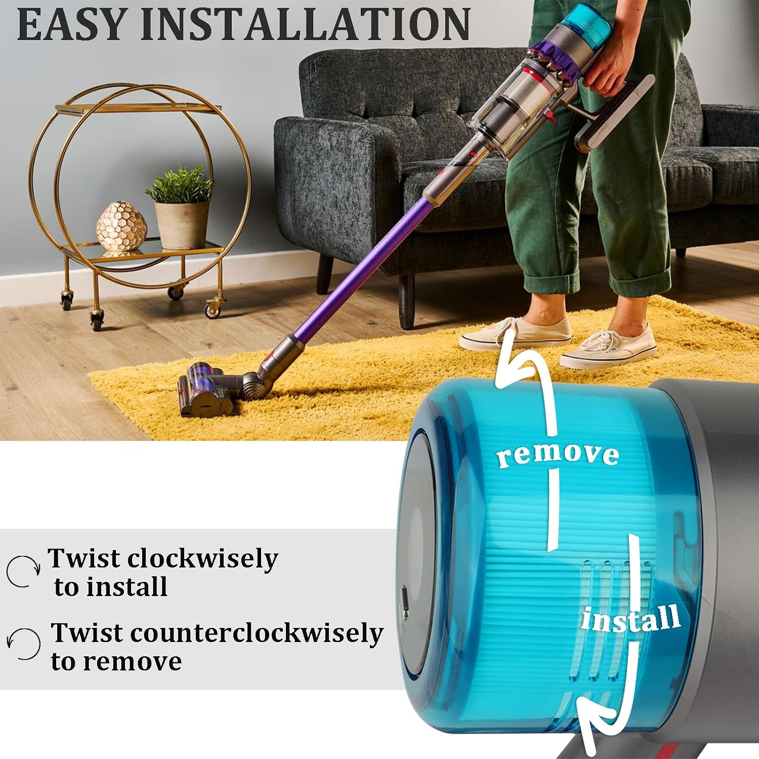Filter Replacement for Dyson V15 V11,3 Pack Filters | Compatible with Dyson V15,V15s Detect V11 Torque Drive/Origin/Animal/Extra/Complete Cordless Vacuum Filter Replacements Parts