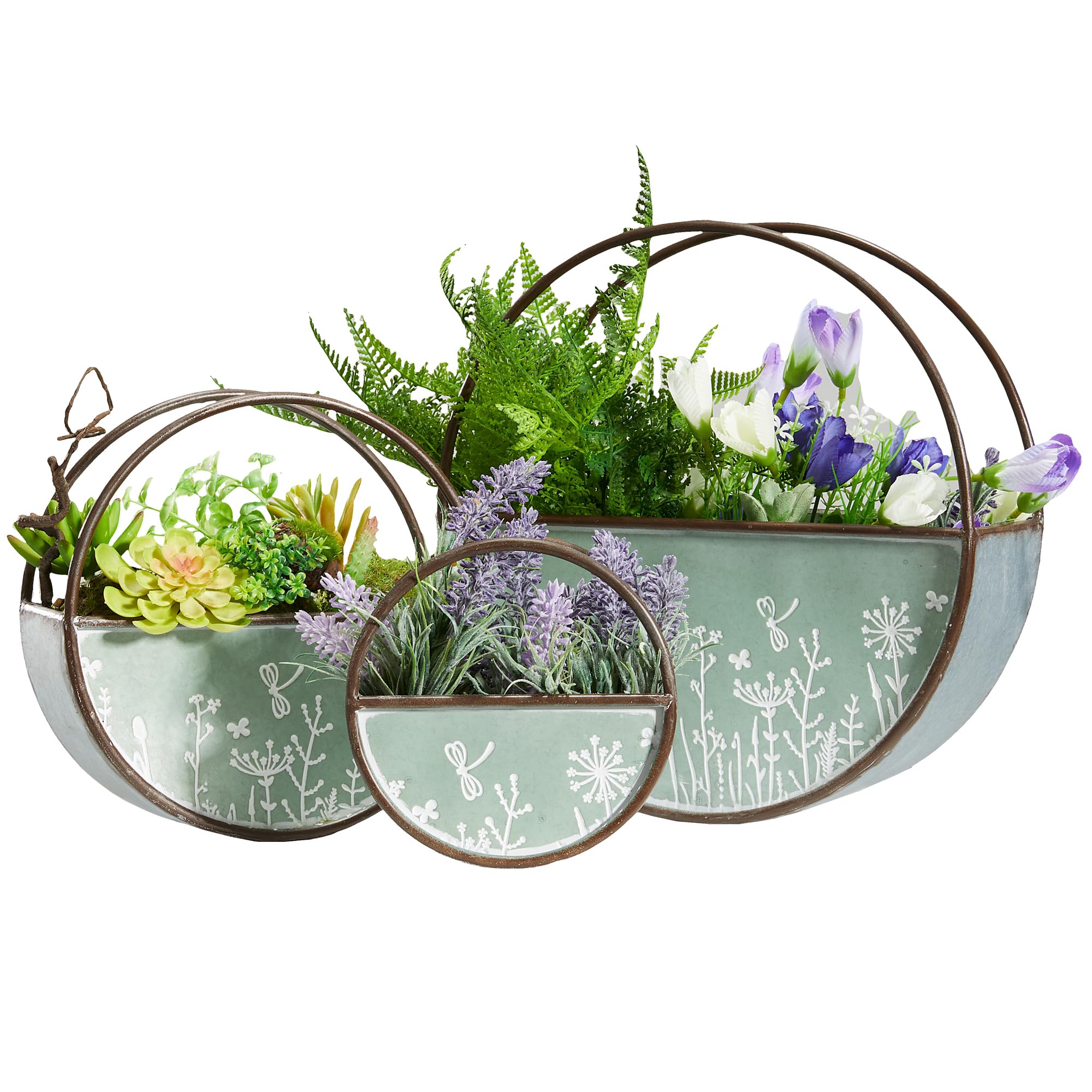 Lot De 3 Pots De Fleurs Muraux Métal Bronze JonesHouseDeco - Décoration Intérieur Extérieur