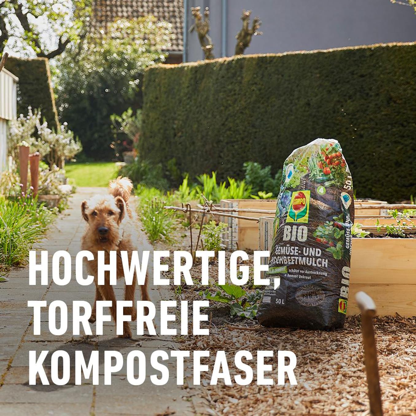 COMPO Bio Gemse- und Hochbeetmulch torffrei fr Gemsebeete und als  abschlieende Schicht im Hochbeet zur Regulierung des Feuchtigkeits- und  Wrmehaushalts 50 L : Amazon.de: Garten