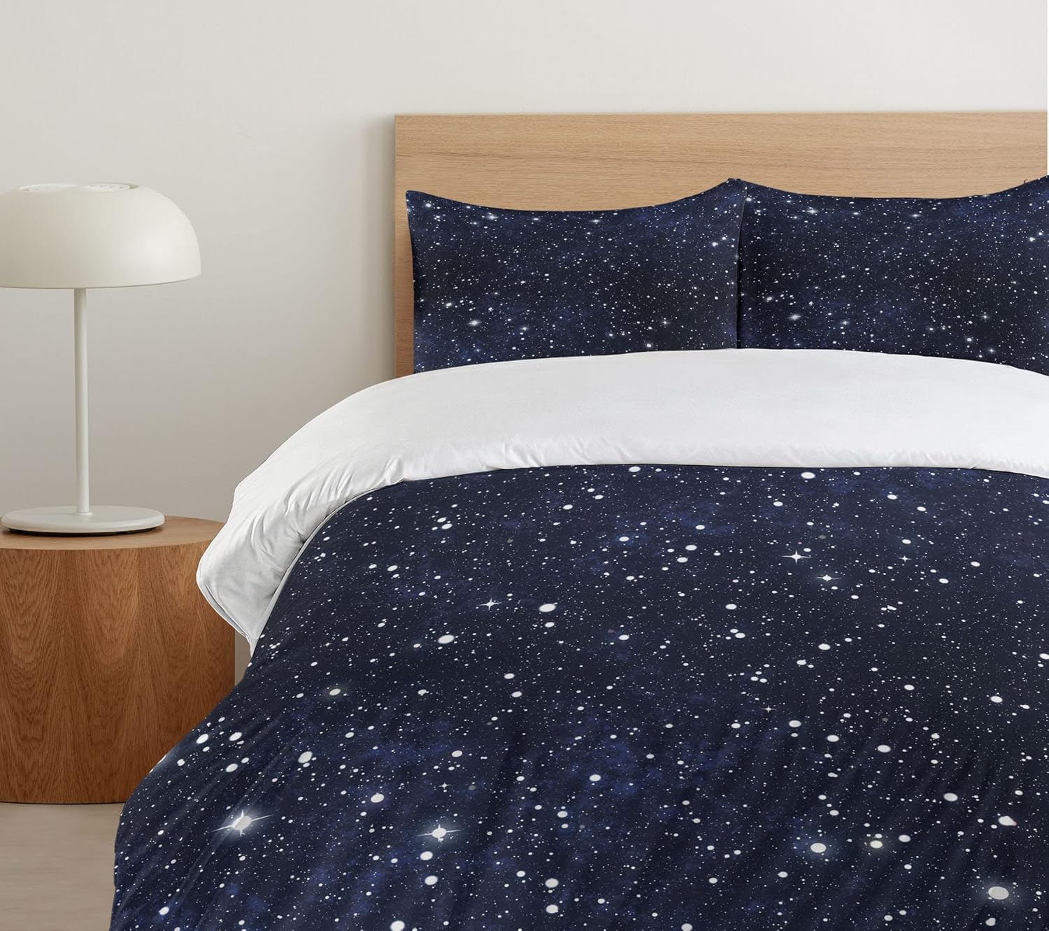 Ambesonne Night Duvet Cover Set, Composition Dots Sky Theme Abstract Style Arrangement Cosmos Concept Print, Decorative 2 Piece Bedding Set with 1 Pillow Sham, Twin Size, Dark Blue White Twin Dark Blue White