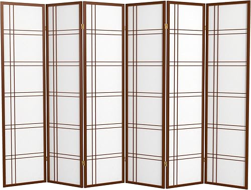 Miniatura 98 de Red Lantern Pantalla Shoji de doble cruz de 6 pies de alto, color blanco, 5 paneles Blanco,Negro