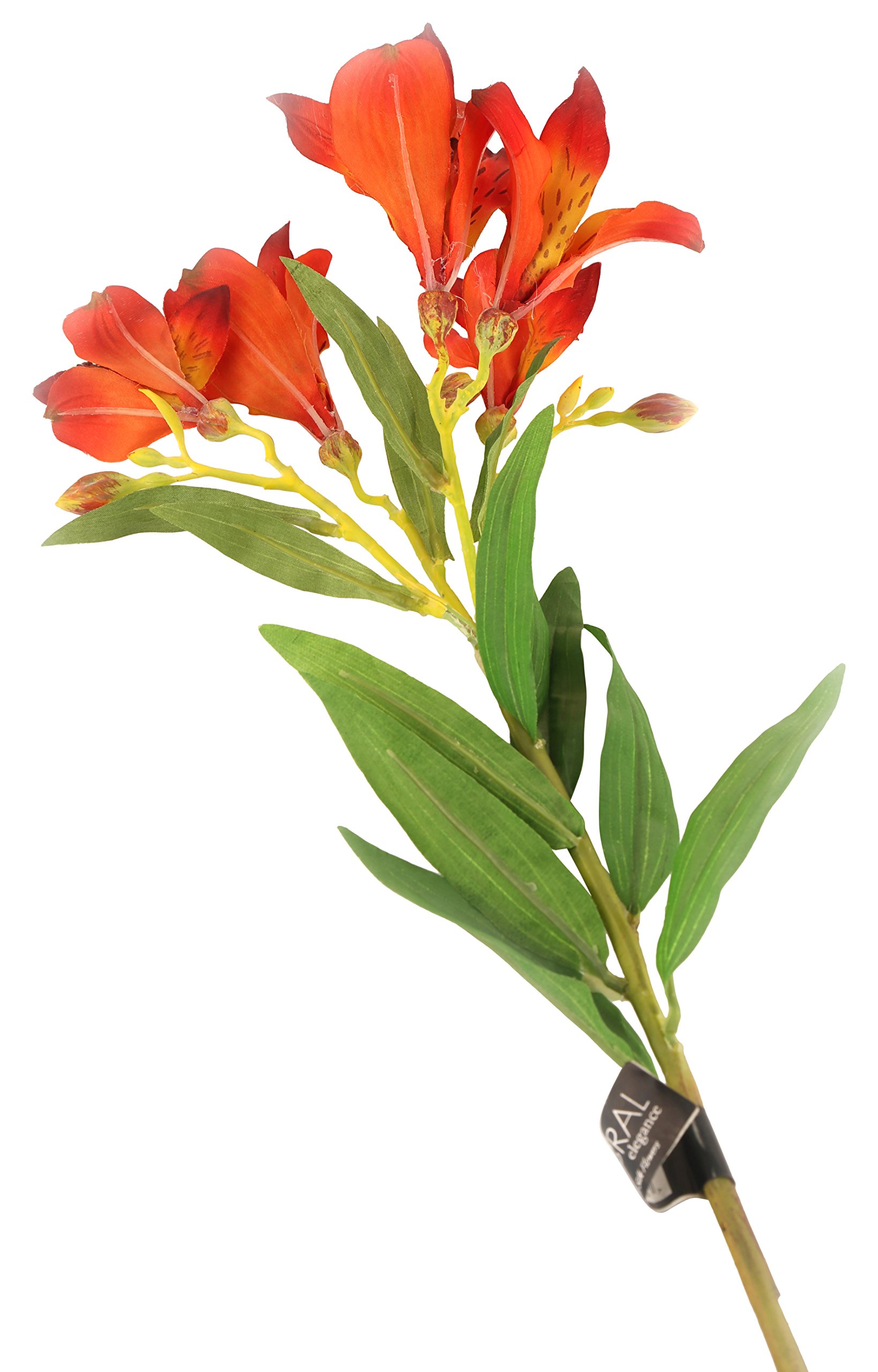 Floral Elegance Artificial 74cm Single Stem Deep Orange Peruvian Lily Flower