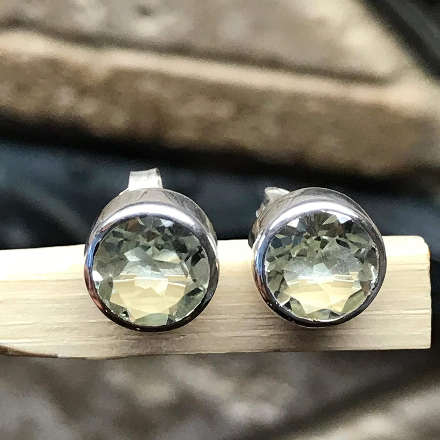 Natural 2ct Green Amethyst 925 Solid Sterling Silver Earrings 7mm - Image 9