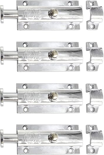 LBY 4pcs 3.46'' Barrel Bolt Latch, Zinc Alloy Spring-Loaded Door and Window Latch, Metal Lock Barrel Bolt with Spring Mechanism, Zinc Alloy