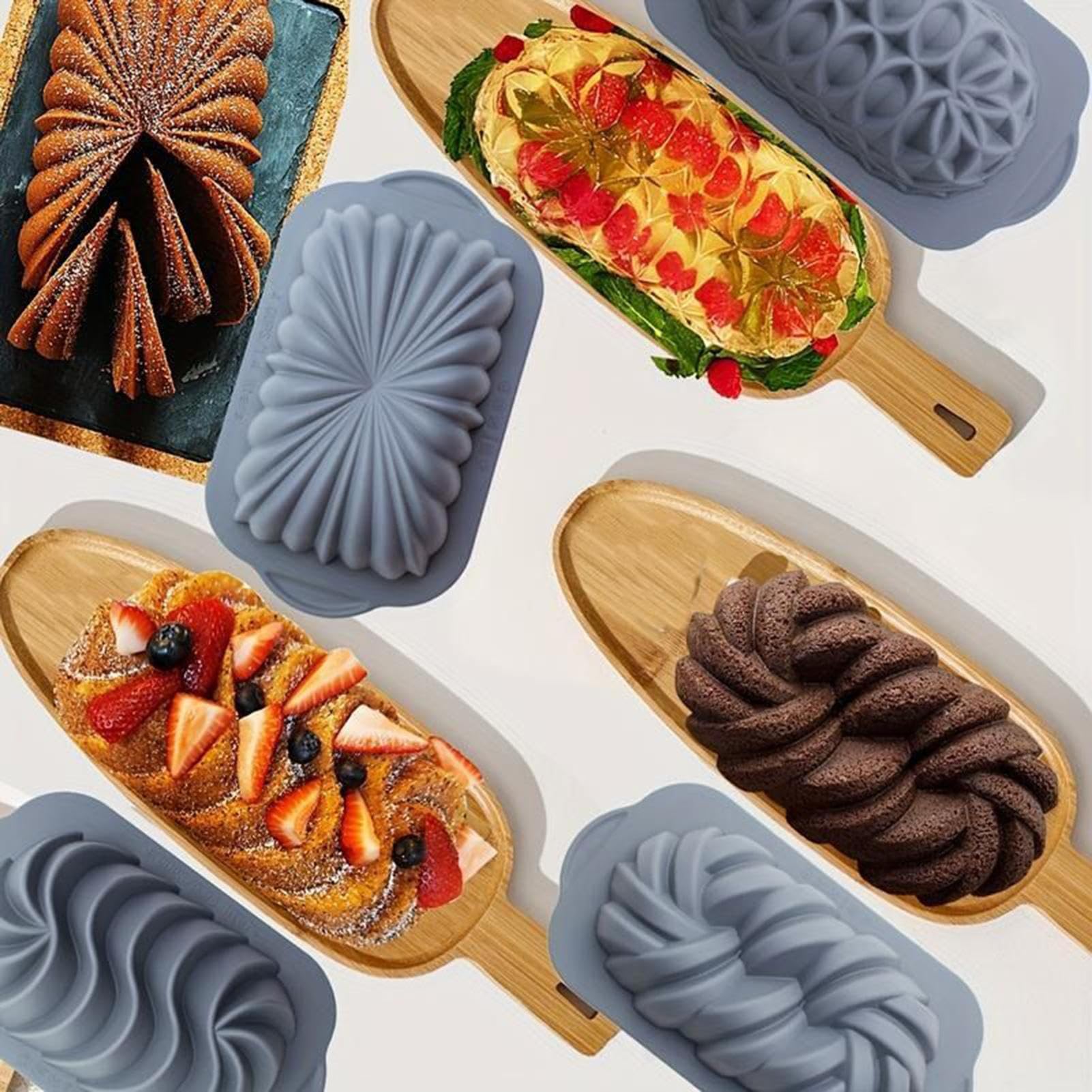 Molde de silicona para hornear pan Forma de cocina casera reutilizable | 4 piezas de molde de silicona para hornear pan Pasteles, brownies, pastel de carne, empanadas, lasaña, quiches,