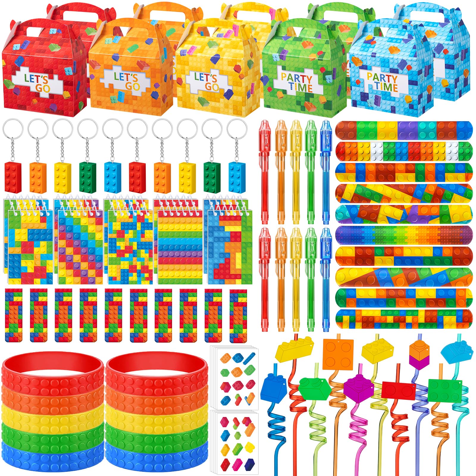 90PCS Building Block Birthday Party Favors Supplies Birthday decorations Goodie Bag Stuffer Kids Boys Toy Gifts Christmas Carnival Classroom Prize