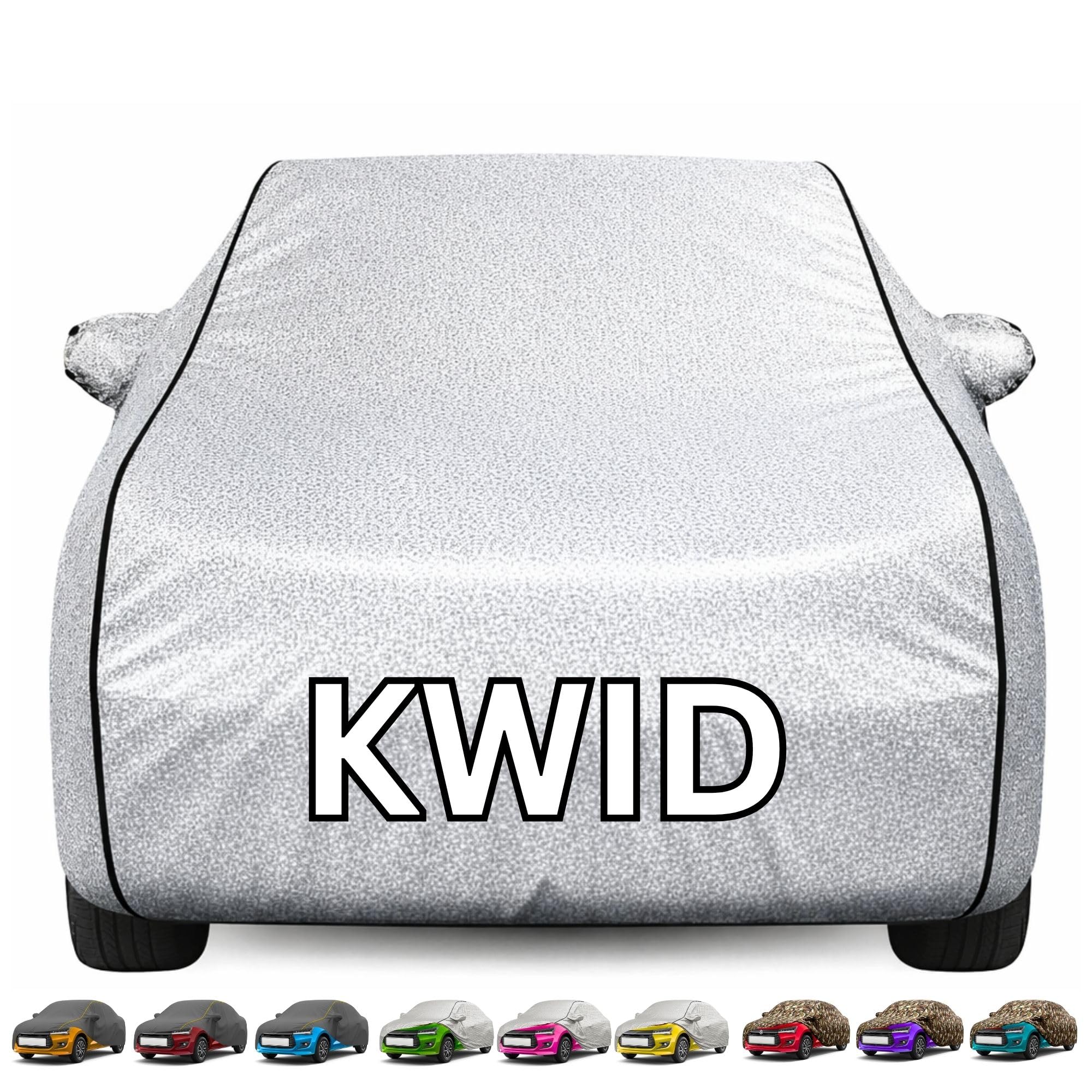 Kayme Premium Silver Kwid Car Cover Waterproof for (All Models & Variants – Petrol, Diesel, CNG & EV) |Speacially Custom Fit with Mirror Pockets |All-Weather Protection - Outdoor Car Body Cover