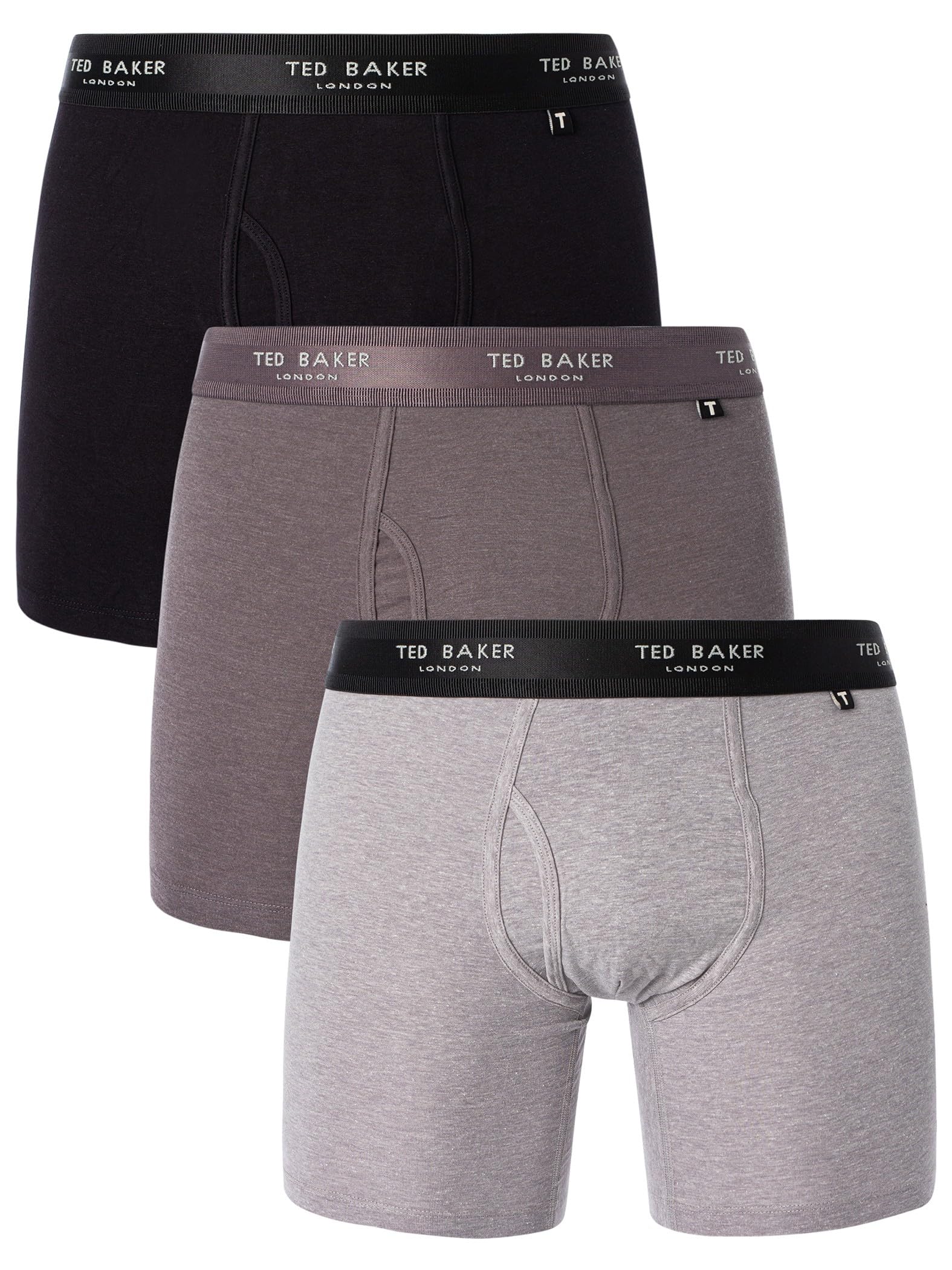 Ted BakerMen's 3 Pack Cotton Stretch Boxer Briefs, Grey Mix, M