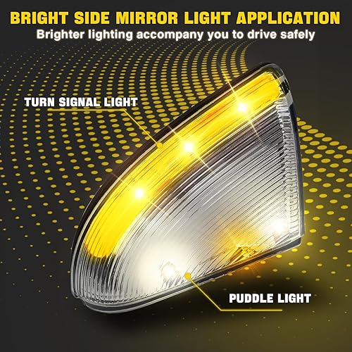 Miniatura 9 de WEILEITE Cubierta LED para lámpara de luz de charco para espejo delantero izquierdo del lado del conductor, compatible con Dodge Ram 1500 2009-2018