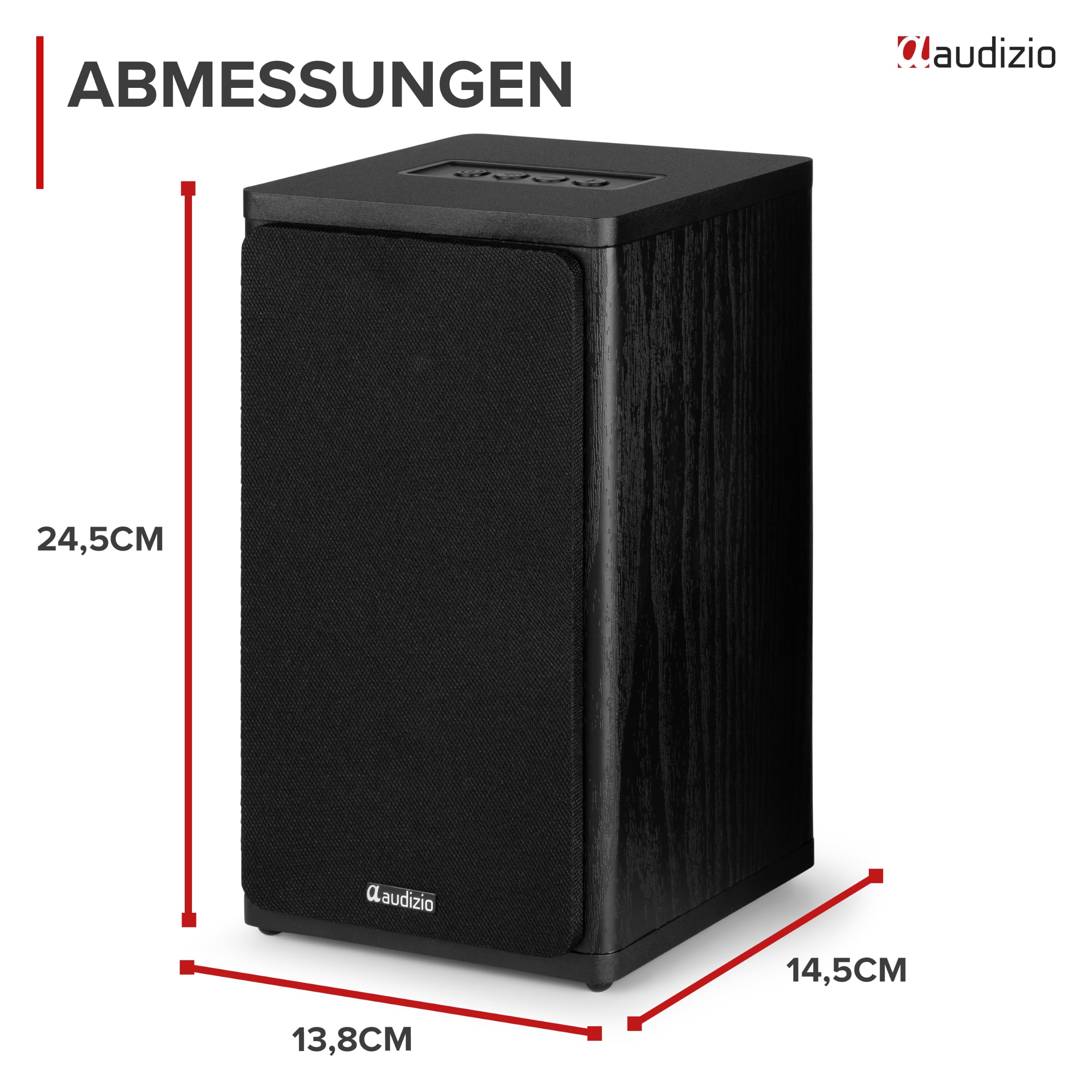 Audizio BS20 Aktivlautsprecher mit Akku, Stereo Regallautsprecher, 60h Laufzeit, 100 Watt, BT 5.4 & AUX, HiFi Studio Monitor Boxen mit 4" Woofer - Bluetooth Speaker für TV & Desktop - Schwarz