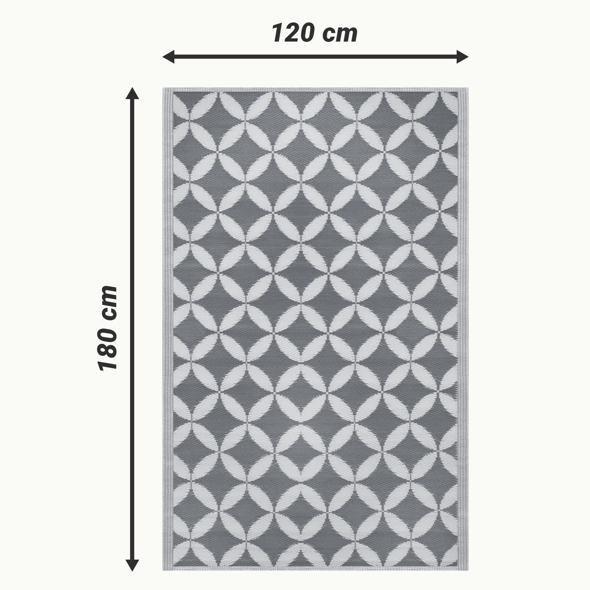 JEMIDI Dywan zewnętrzny 120 x 180 cm – dywan na taras, balkon, do ogrodu, na balkon, do ogrodu, kolor jasnoszary
