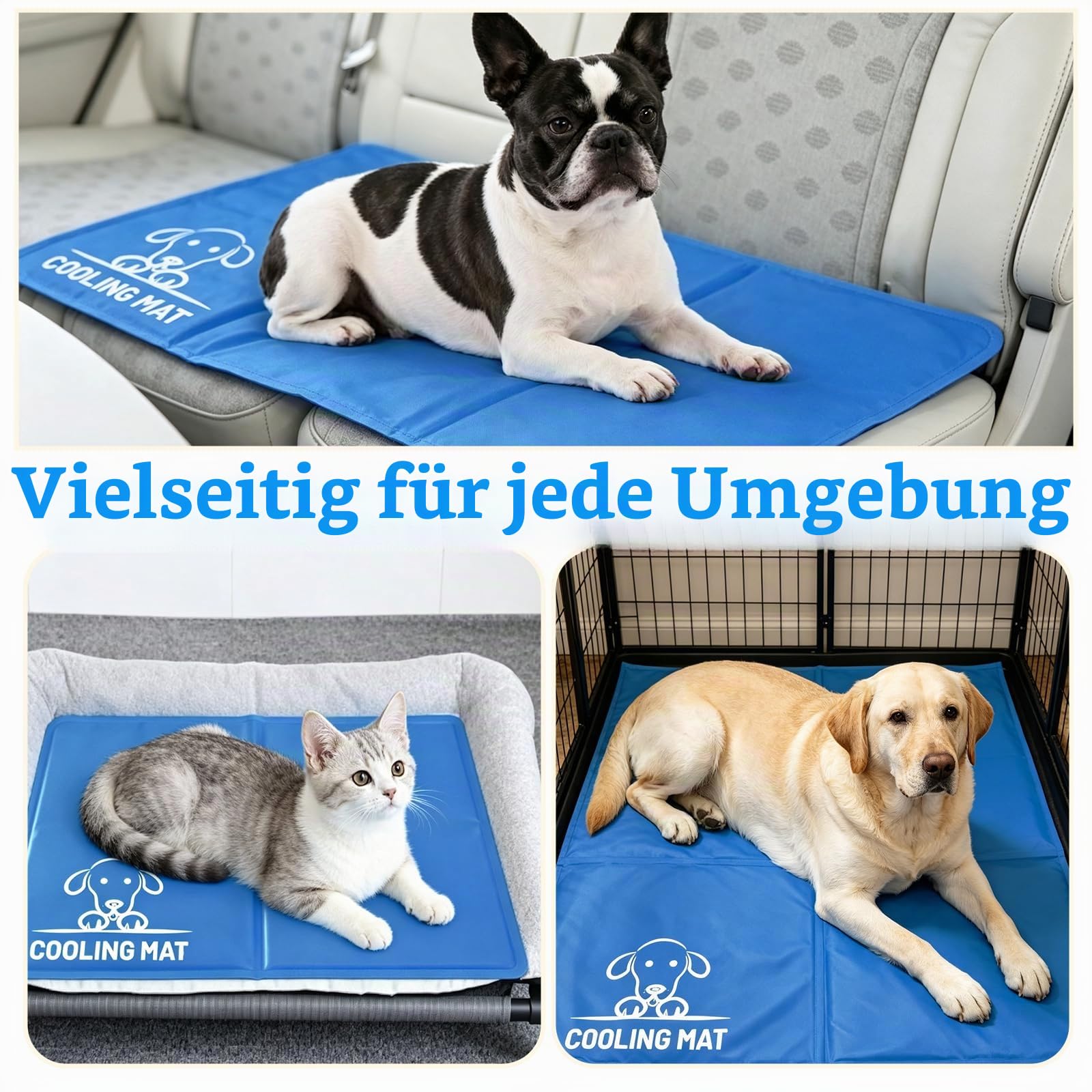 Kühldecke, Kühlmatte Hund, Hundekühlmatte, Kühlkissen, Kühlpad, Hundedecke, Hundematte, für Haustiere, Selbstkühlend (Blau, XL)