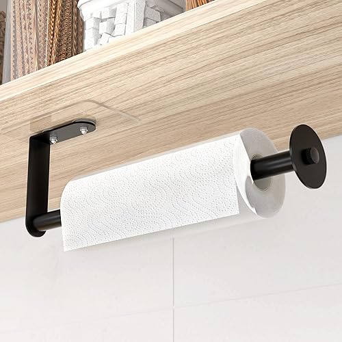 SUEH DESIGN Soporte para toallas de papel soporte para toallas de papel para debajo del gabinete soporte para toallas de papel autoadhesivo o de