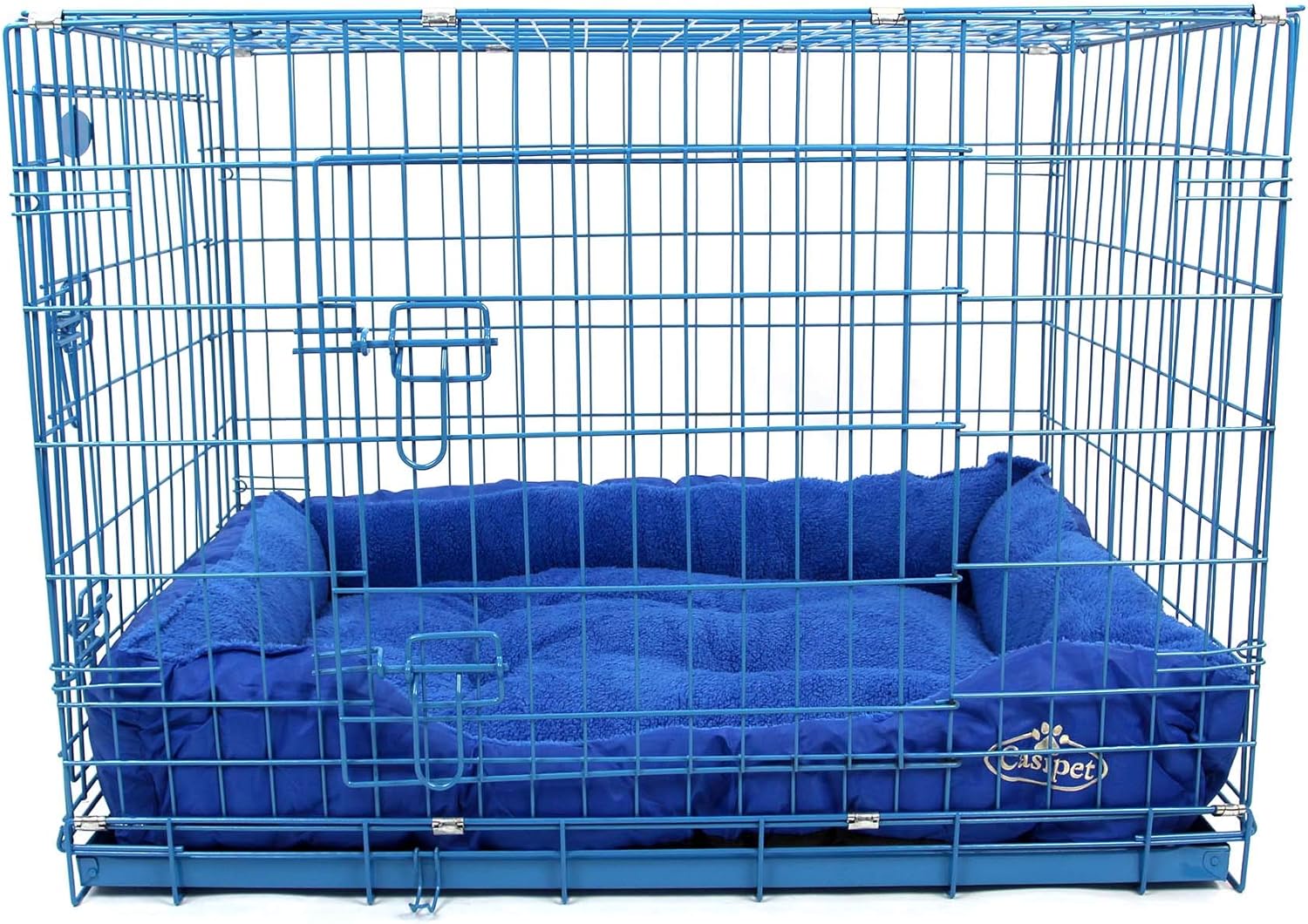 large blue dog crate