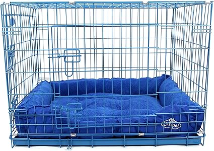 small blue dog crate