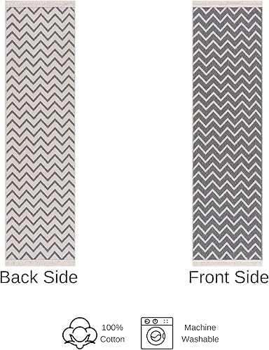 Miniatura 3 de Keen Home Design Alfombra de pasillo de área, reversible de 2 x 8 pies, lavable a máquina, estilo bohemio, 100% algodón, alfombra de dos caras para