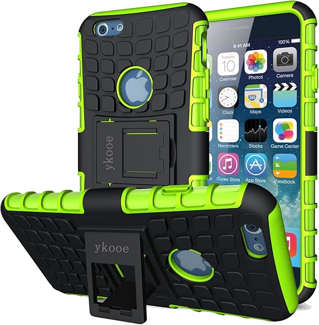 ykooe for iPhone 6 Case, iPhone 6S Case, TUP Dual Layer Shockproof Protective Case with Kickstand for 4.7" iPhone 6 / 6S, (Green))