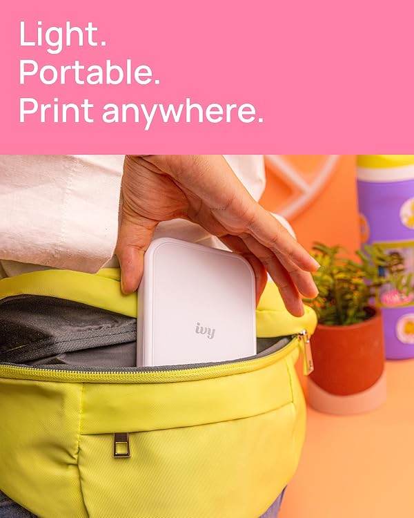 Canon Ivy 2 Mini Photo Printer (Pure White), Bluetooth Portable Smartphone Printer for iOS & Android, Bundle with 110 Zink Sticky-Back Photo Prints, LED Light Bar, Protective Case & USB Cable by Canon - Image 4